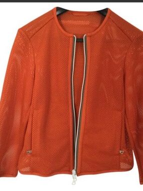 Prada Orange Perforated Zip-Front Jacket